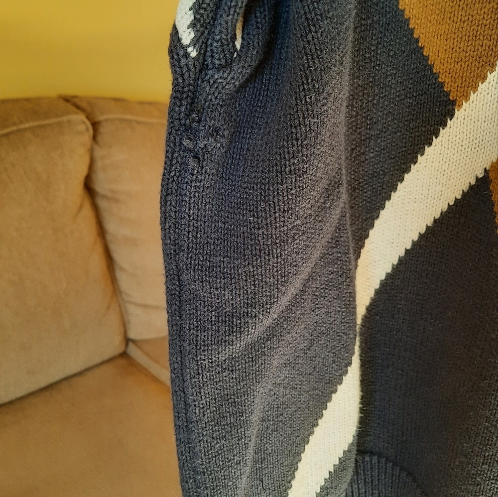 🆕️ Men's 90s Vintage Retro Structure Colorblock Sweater - Picture 5 of 7